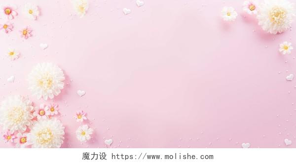 粉色花朵简约文艺唯美小清新浪漫温馨母亲节展板背景